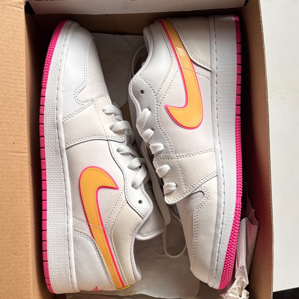 Nike White Sneakers with Pink and Orange Accents